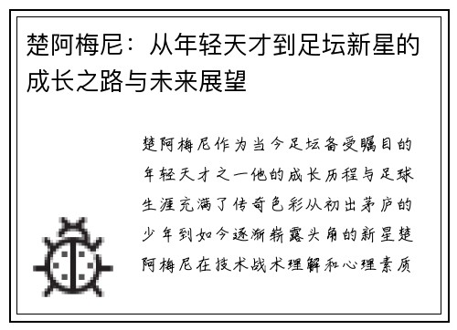 楚阿梅尼：从年轻天才到足坛新星的成长之路与未来展望